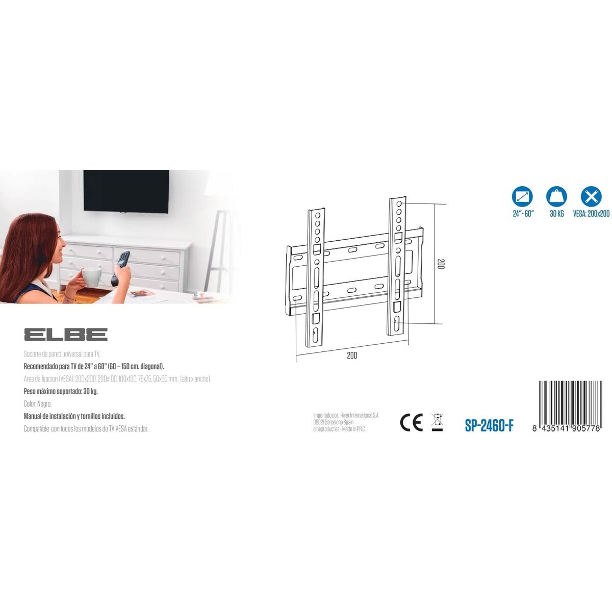 Afbeeldingen van TV Mount ELBE SP2460F 60" 30 Kg