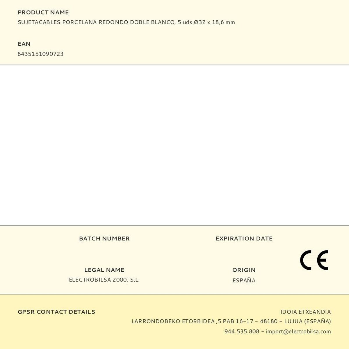 Kép Cable holder F-line White Porcelain 5 Units
