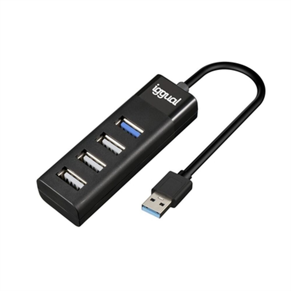 4-Port USB Hub iggual IGG317686 Black