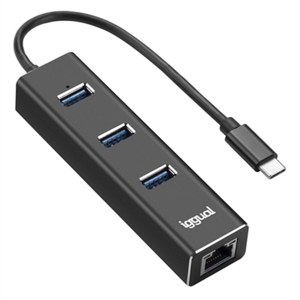 3-Port USB Hub iggual IGG317709 Black