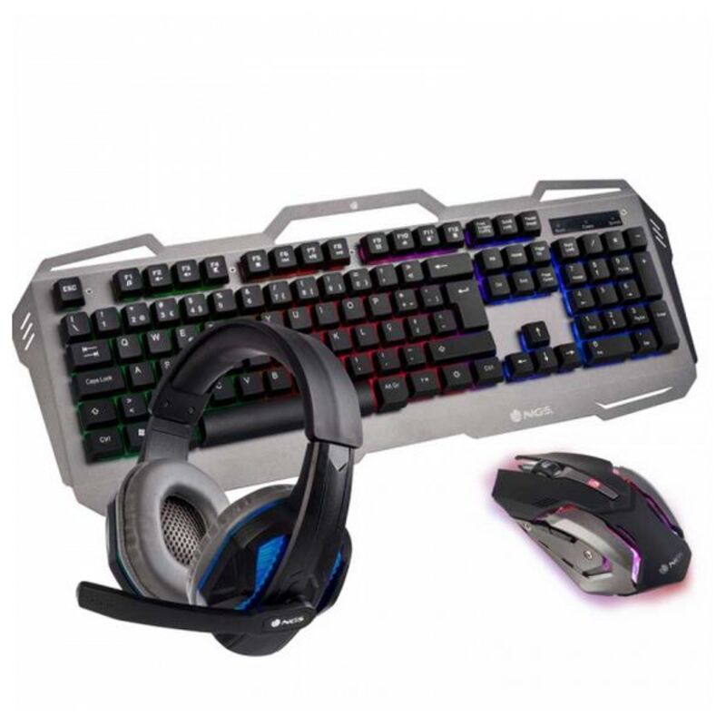 Keyboard with Gaming Mouse NGS GBX-1500 LED 2400 DPI Grey