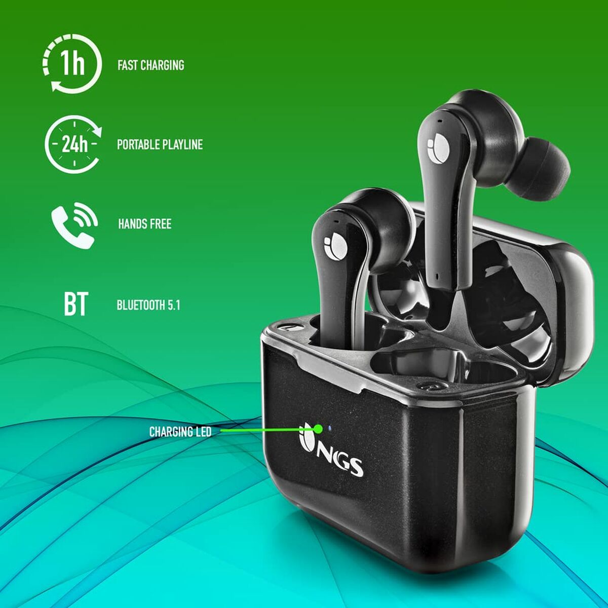 Picture of Bluetooth Headphones NGS ARTICABLOOMBLACK Black