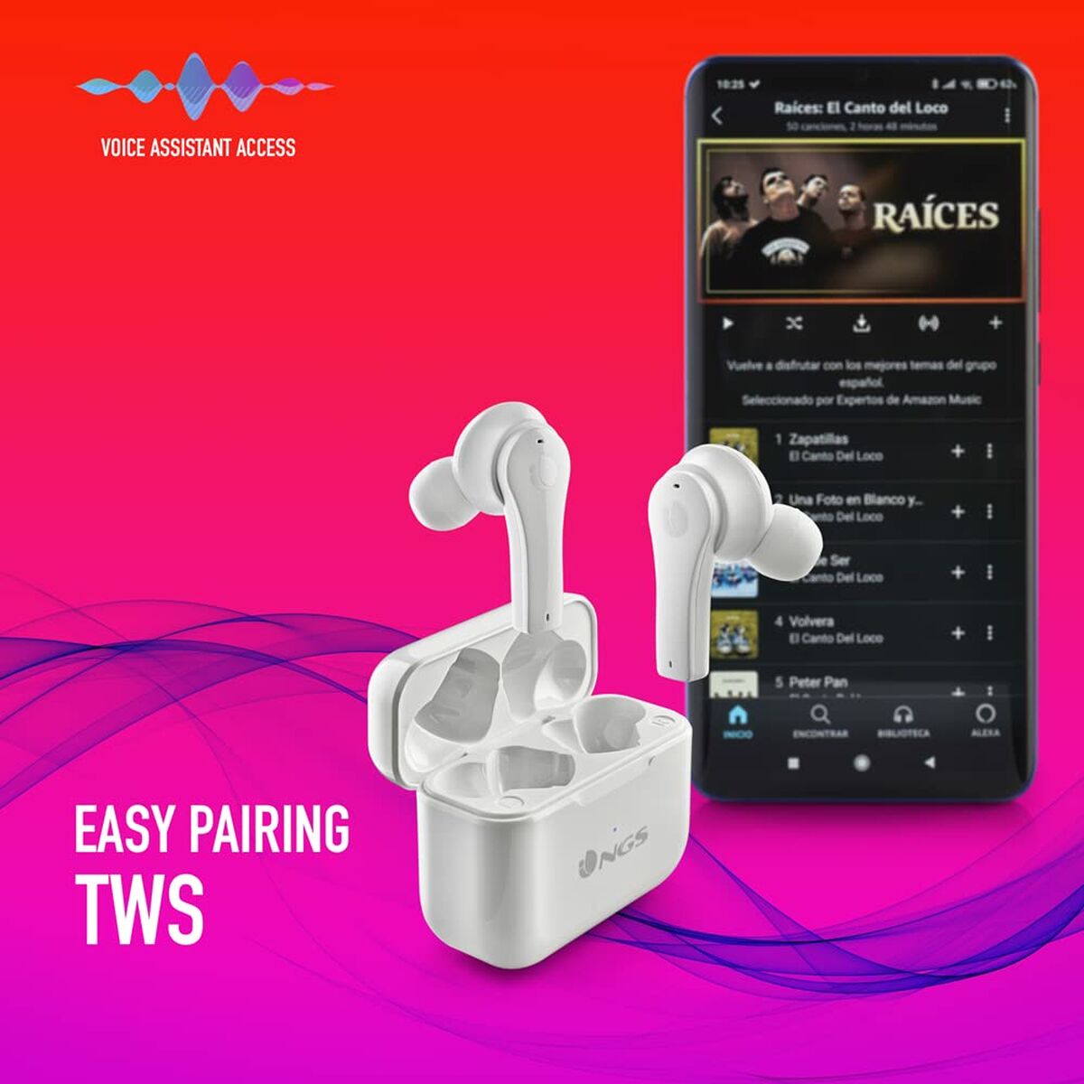 Afbeeldingen van Bluetooth Headphones NGS ARTICABLOOMWHITE White Black