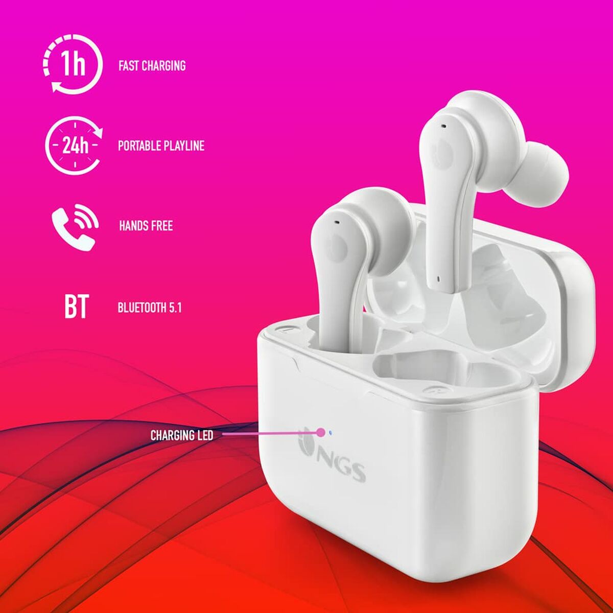 Afbeeldingen van Bluetooth Headphones NGS ARTICABLOOMWHITE White Black