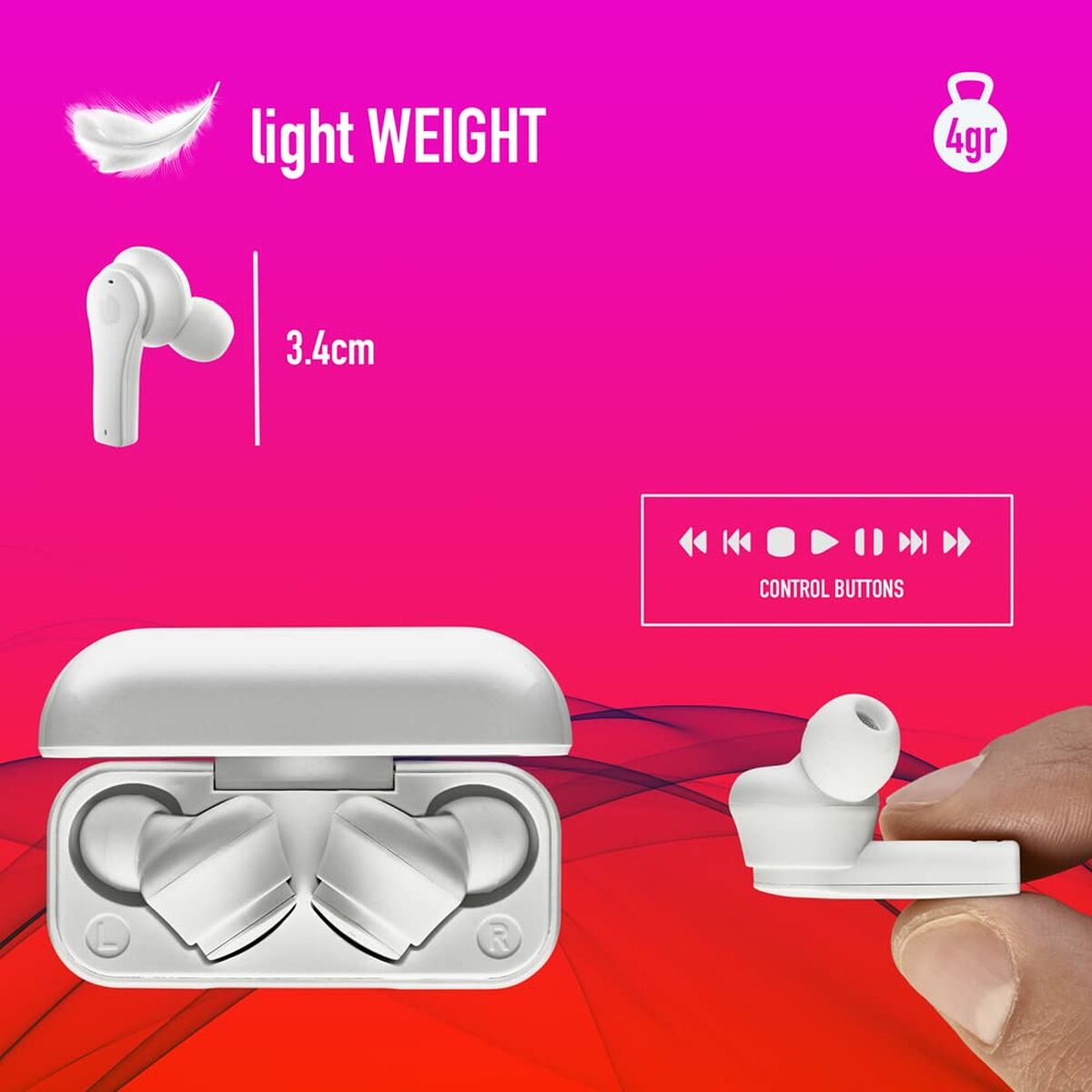 Afbeeldingen van Bluetooth Headphones NGS ARTICABLOOMWHITE White Black