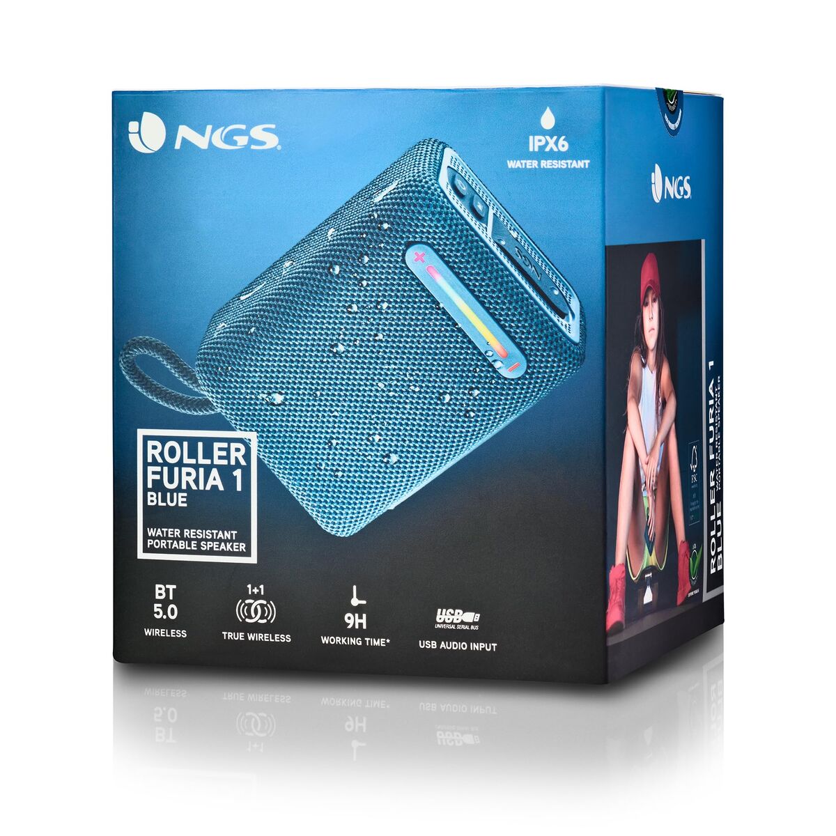 Portable Bluetooth Speakers NGS Roller Furia 1 Blue Blue 15 W 7 W