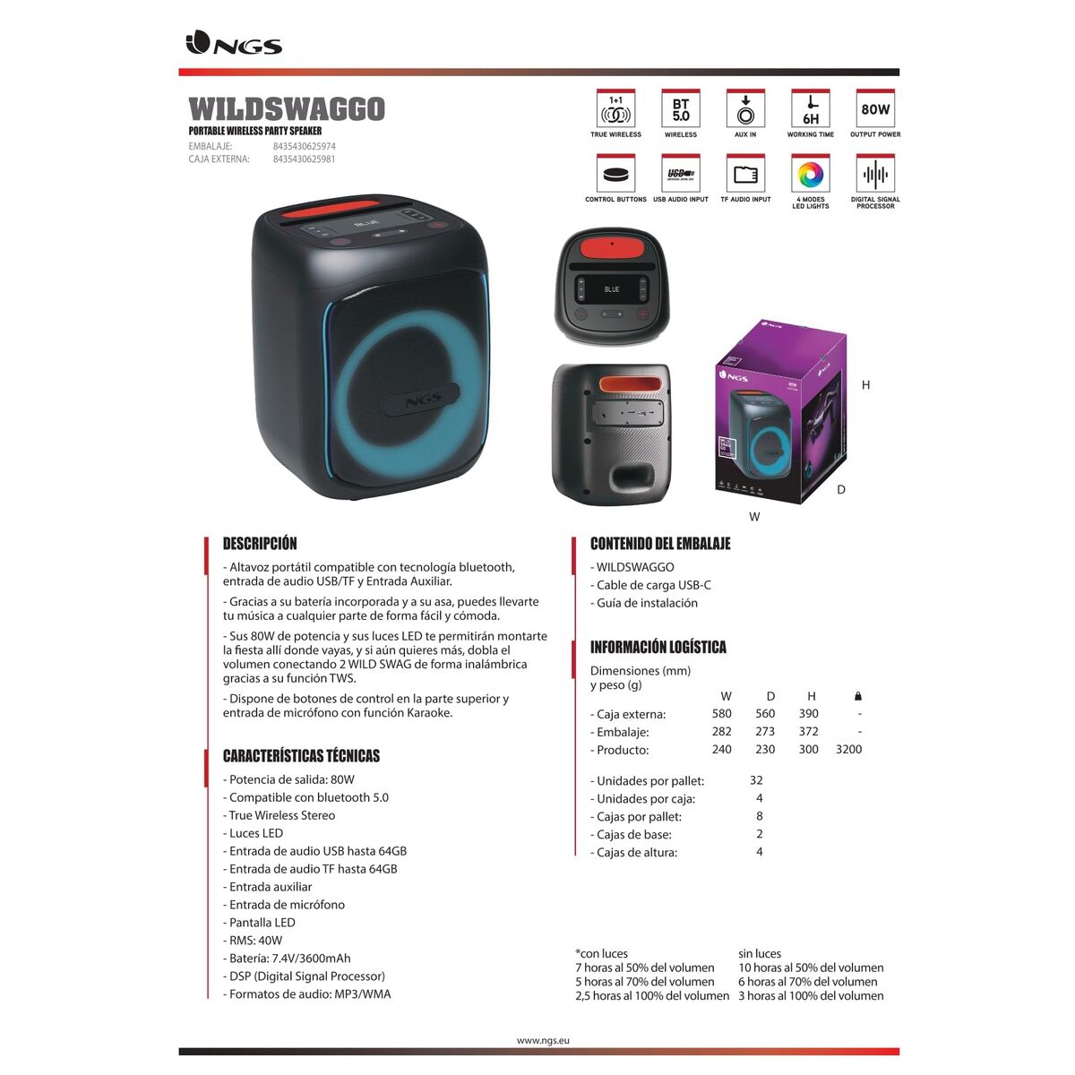 Portable Bluetooth Speakers NGS Wild Swag Go Black
