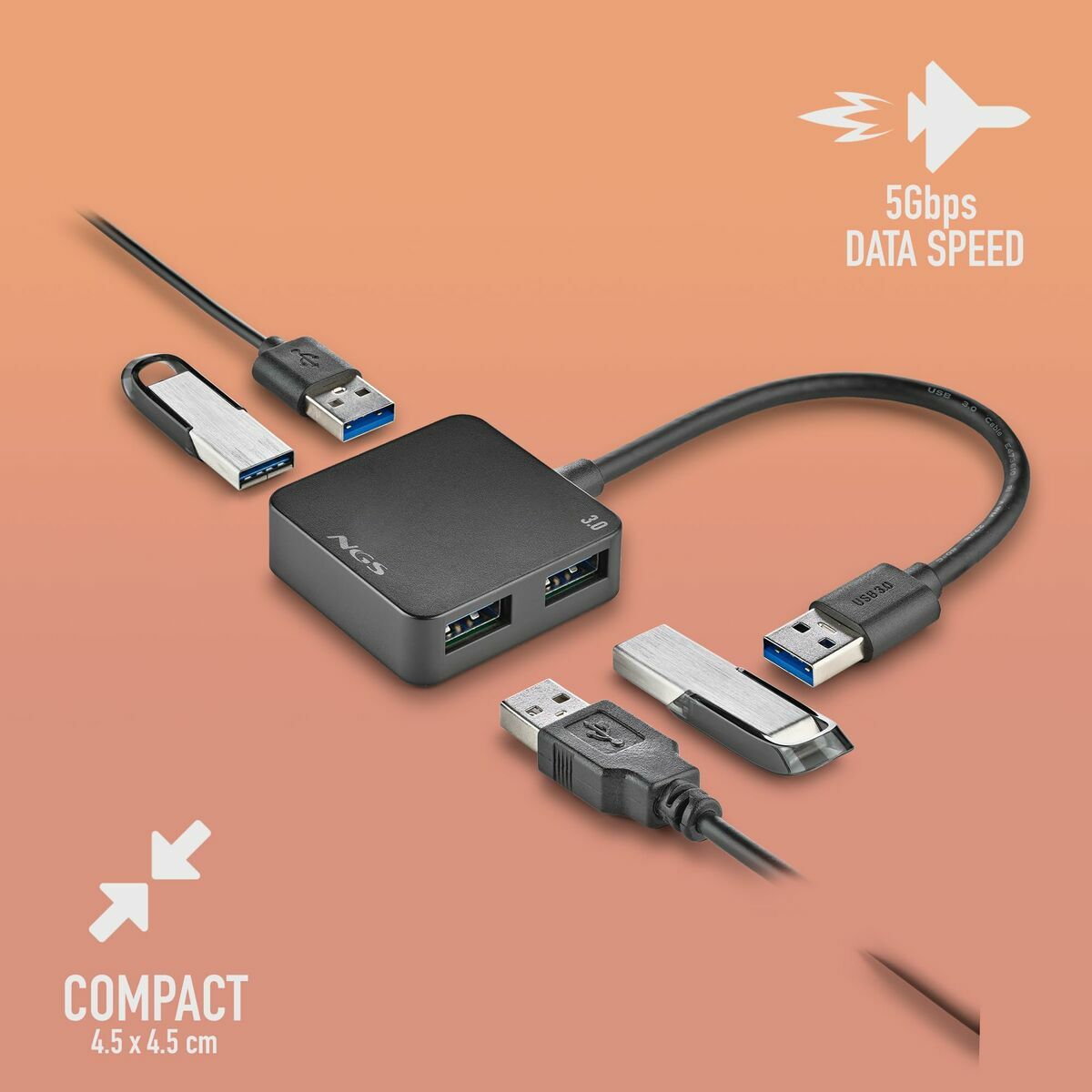 Afbeeldingen van USB Hub NGS IHUB3.0TINY Black
