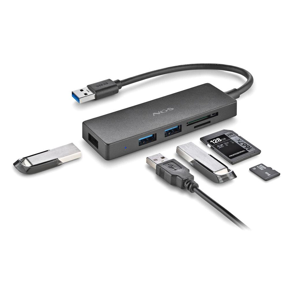 Afbeeldingen van USB Hub NGS IHUBREADER Black