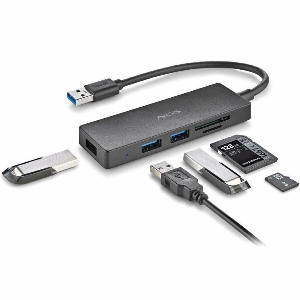 Afbeeldingen van USB Hub NGS IHUBREADER USB x 3