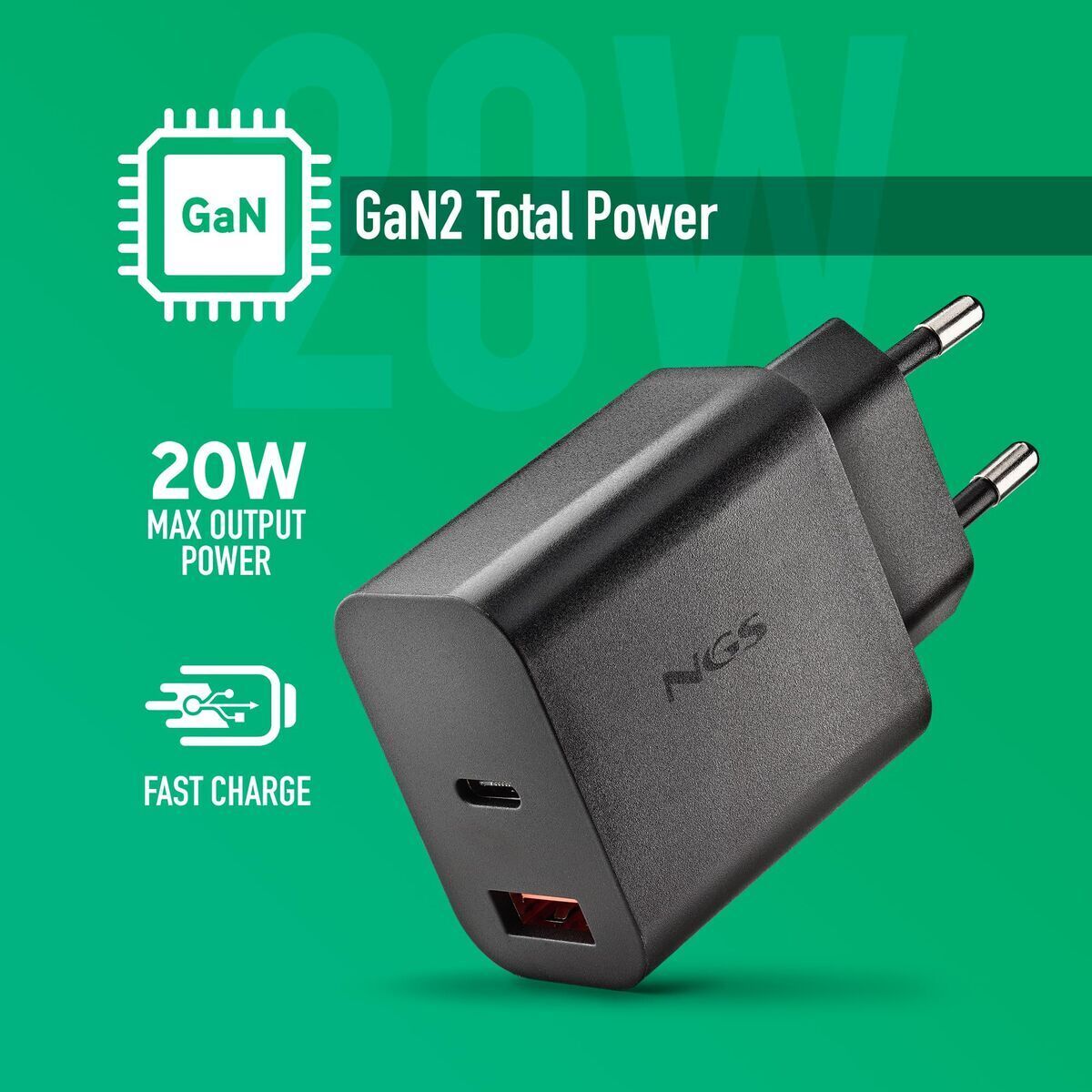 Picture of Laptop Charger NGS ERA20WBLACK 20 W