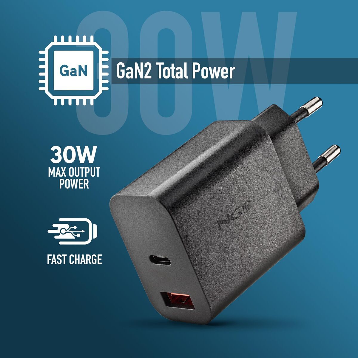 Picture of Laptop Charger NGS ERA30WBLACK 30 W Black