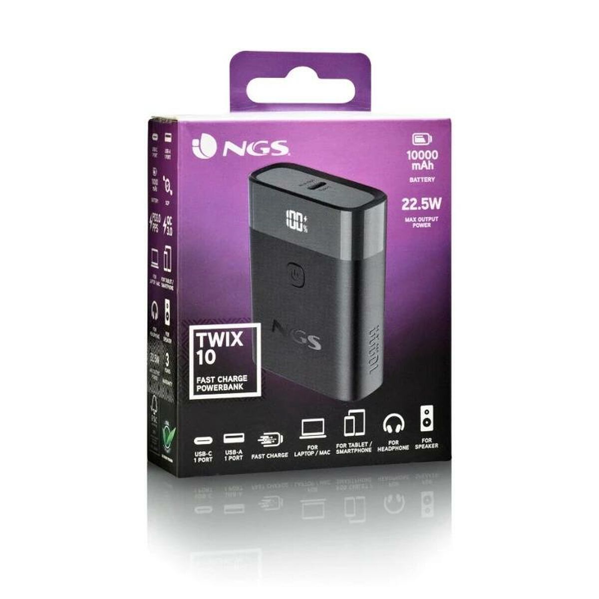 Bild von Powerbank NGS TWIX10 Black 10000 mAh