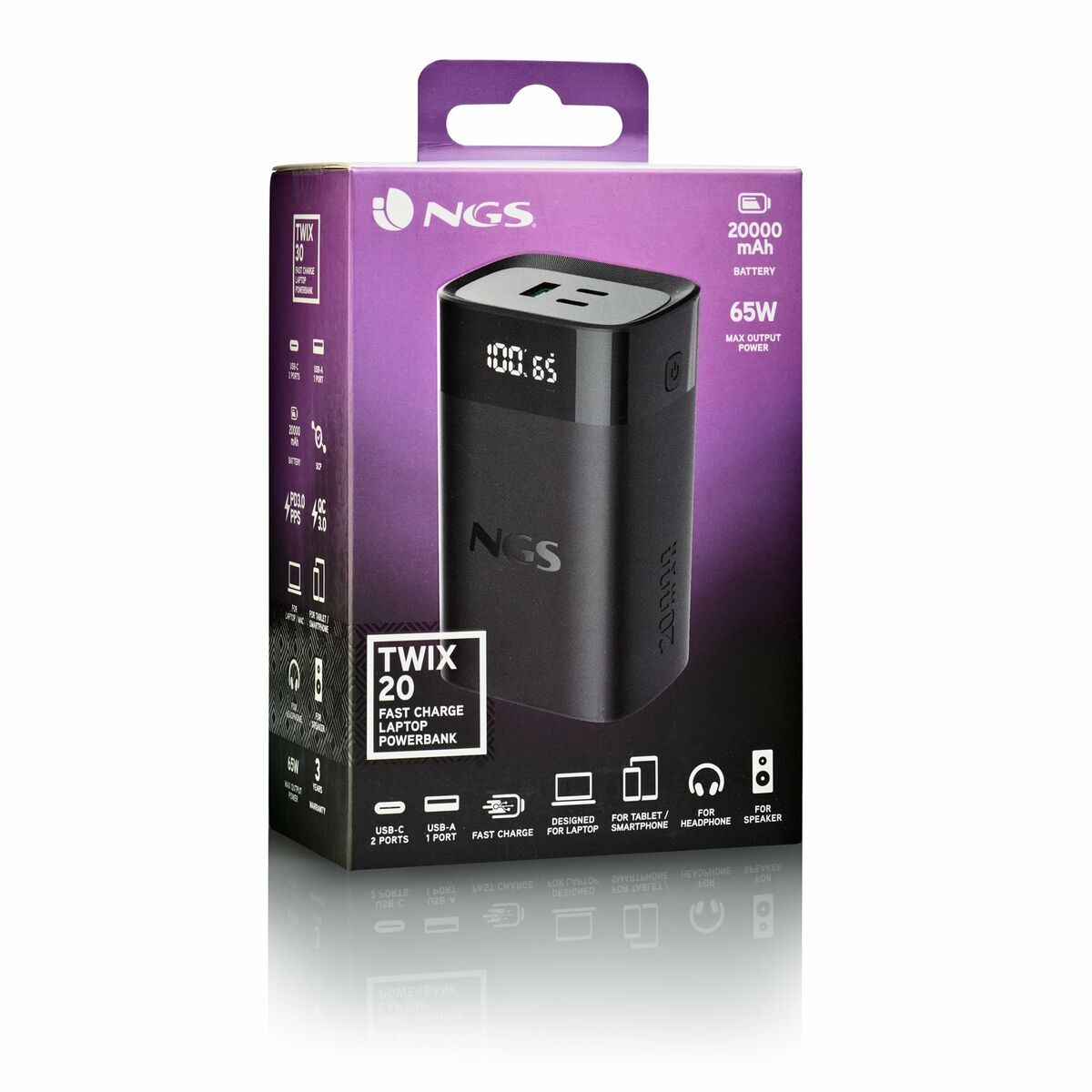 Powerbank NGS NGS TWIX20 Black 20000 mAh