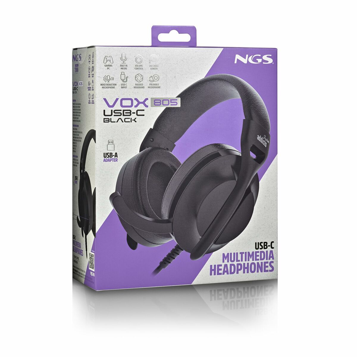 Headphones NGS VOX805USBCBLACK Black