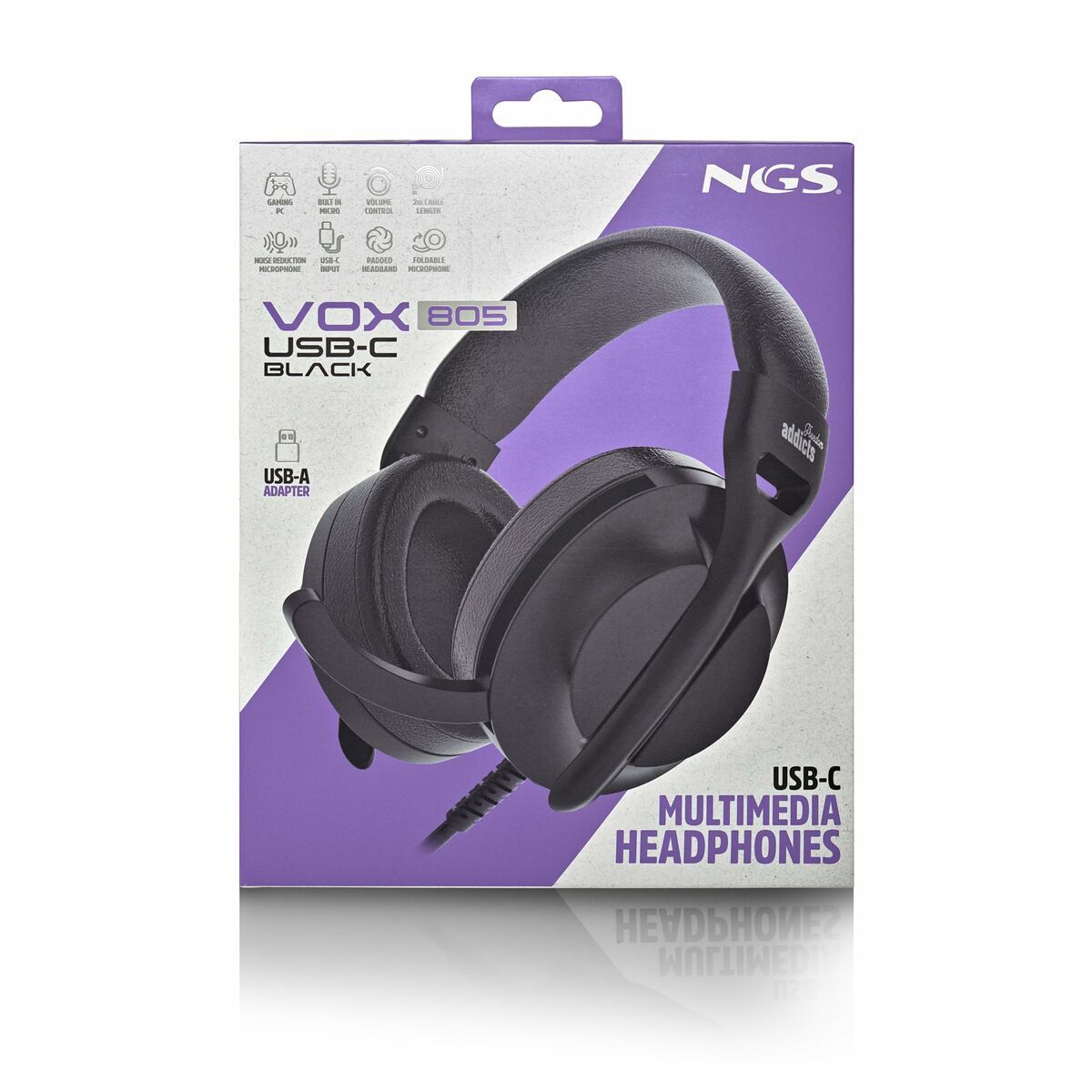 Headphones NGS VOX805USBCBLACK Black
