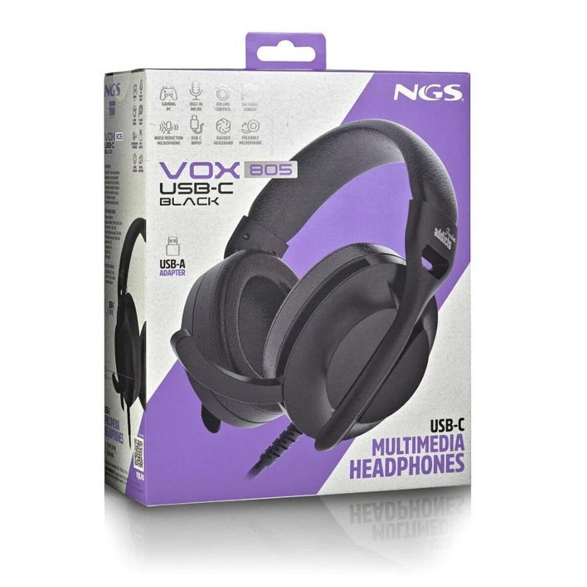 Obrazek Headphones NGS VOX805USBCBLACK Black