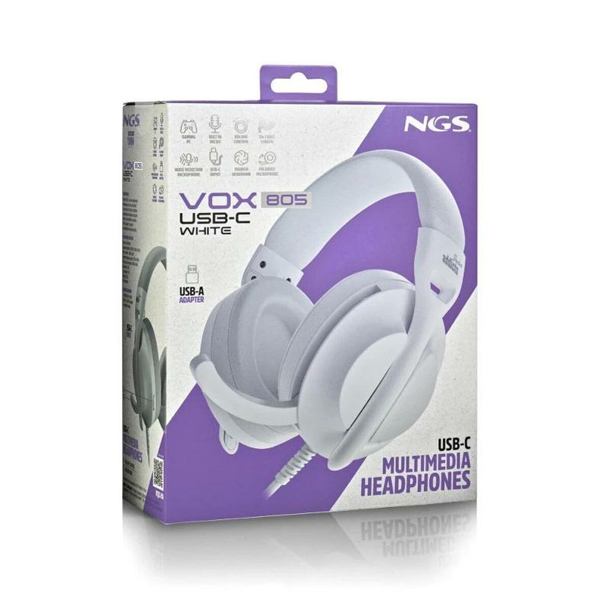 Obrazek Headphones NGS VOX805USBCWHITE White