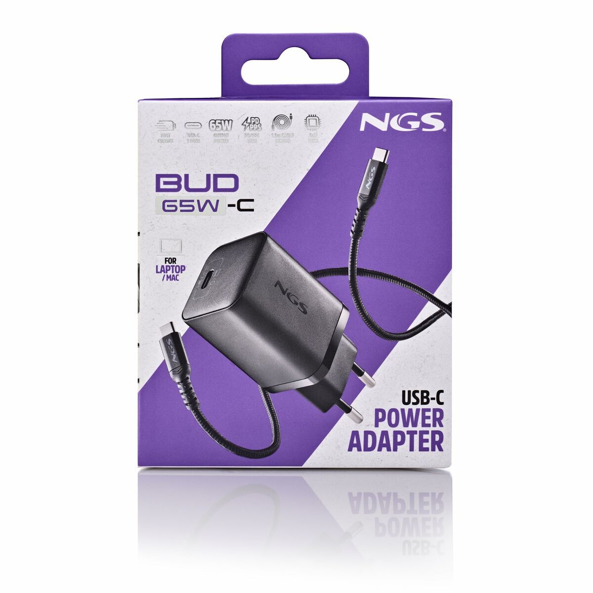 Wall Charger NGS GAN ULTRARAP 65W Black 1,5 m