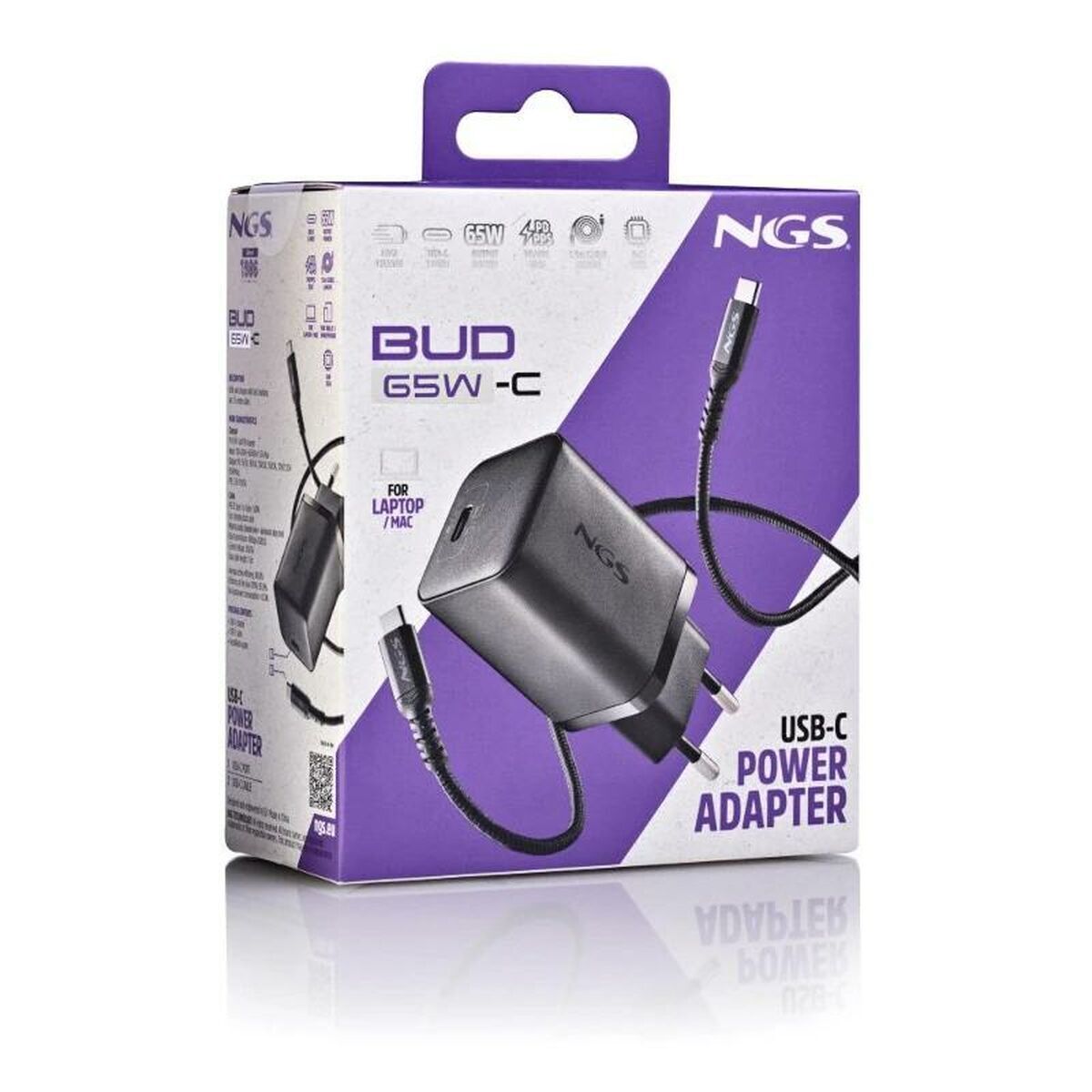 Bild von Wall Charger NGS GAN ULTRARAP 65W Black 1,5 m