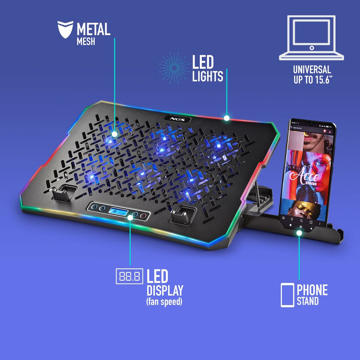 Bild von Cooling Base for a Laptop NGS HEROSTAND