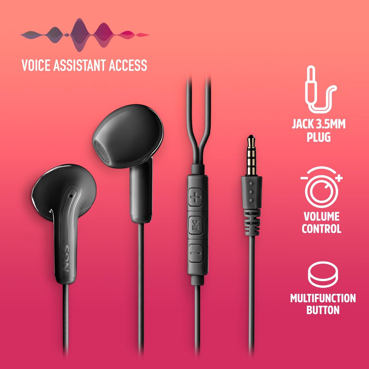 Picture of Headphones NGS CROSSFLIPBLACK Black