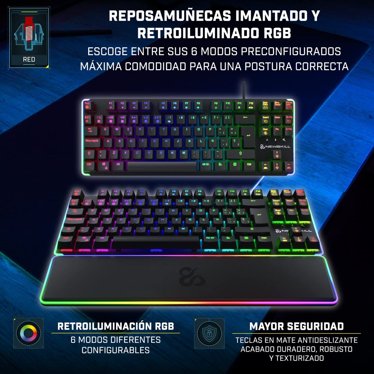 Picture of Keyboard Newskill NS-KB-GUNGNYR-GAT-RE Spanish Qwerty QWERTY Black