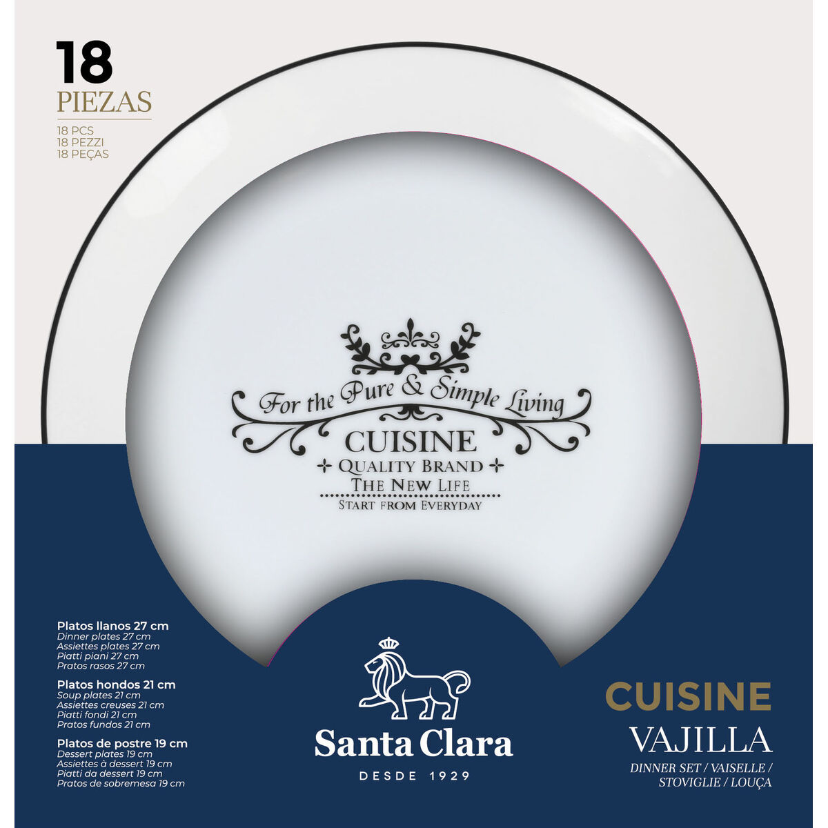 Image secondaire de Assietes Santa Clara Cuisine Porcelaine 18 Pièces Ronde