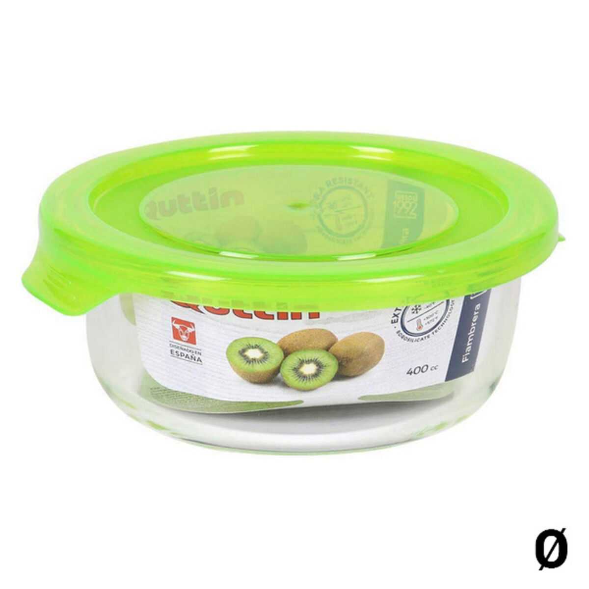 Round Lunch Box with Lid Quttin Borosilicate Glass