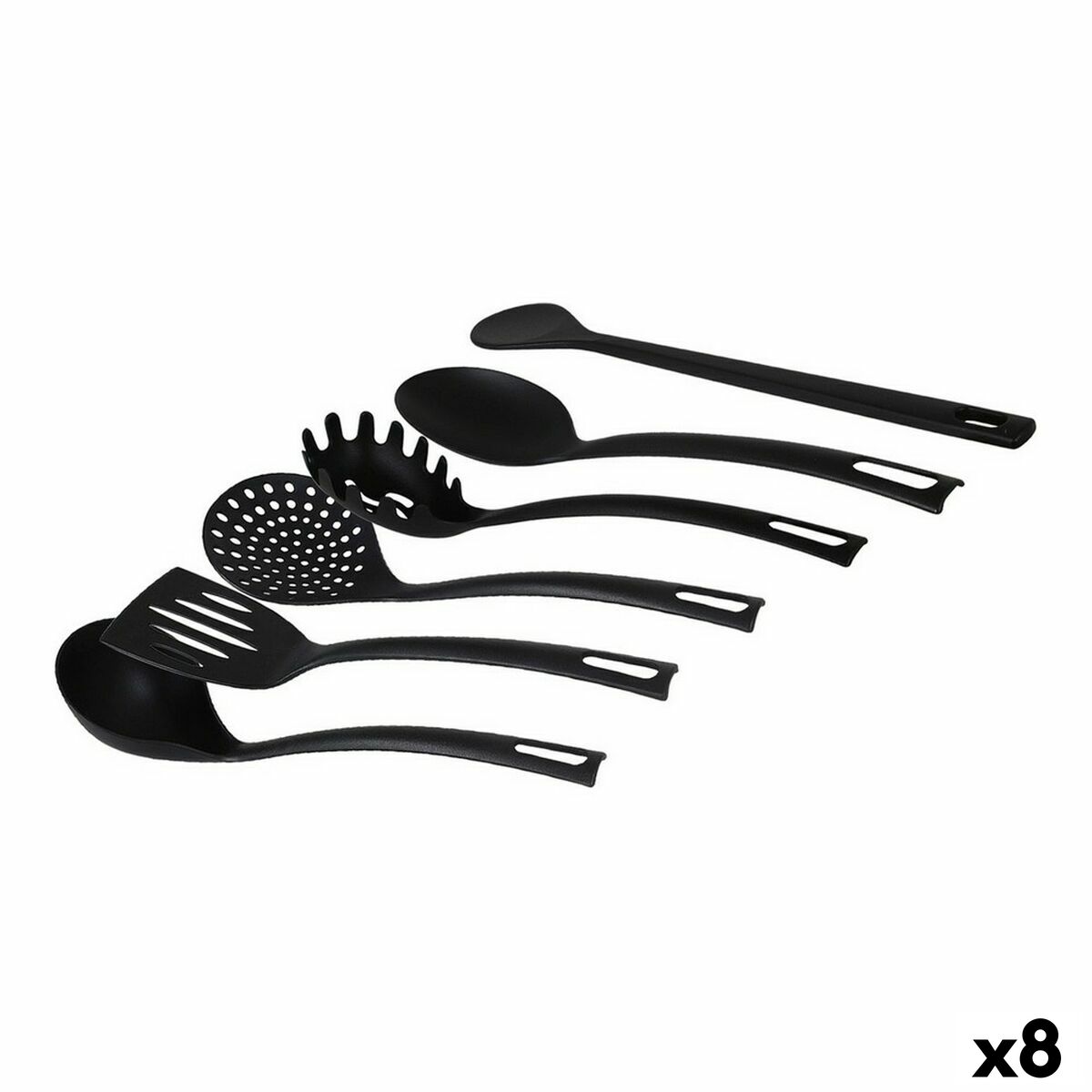 Set d'Ustensiles de Cuisine Quttin Quttin Noir (6 Pièces) (8 Unités) (6 pcs)