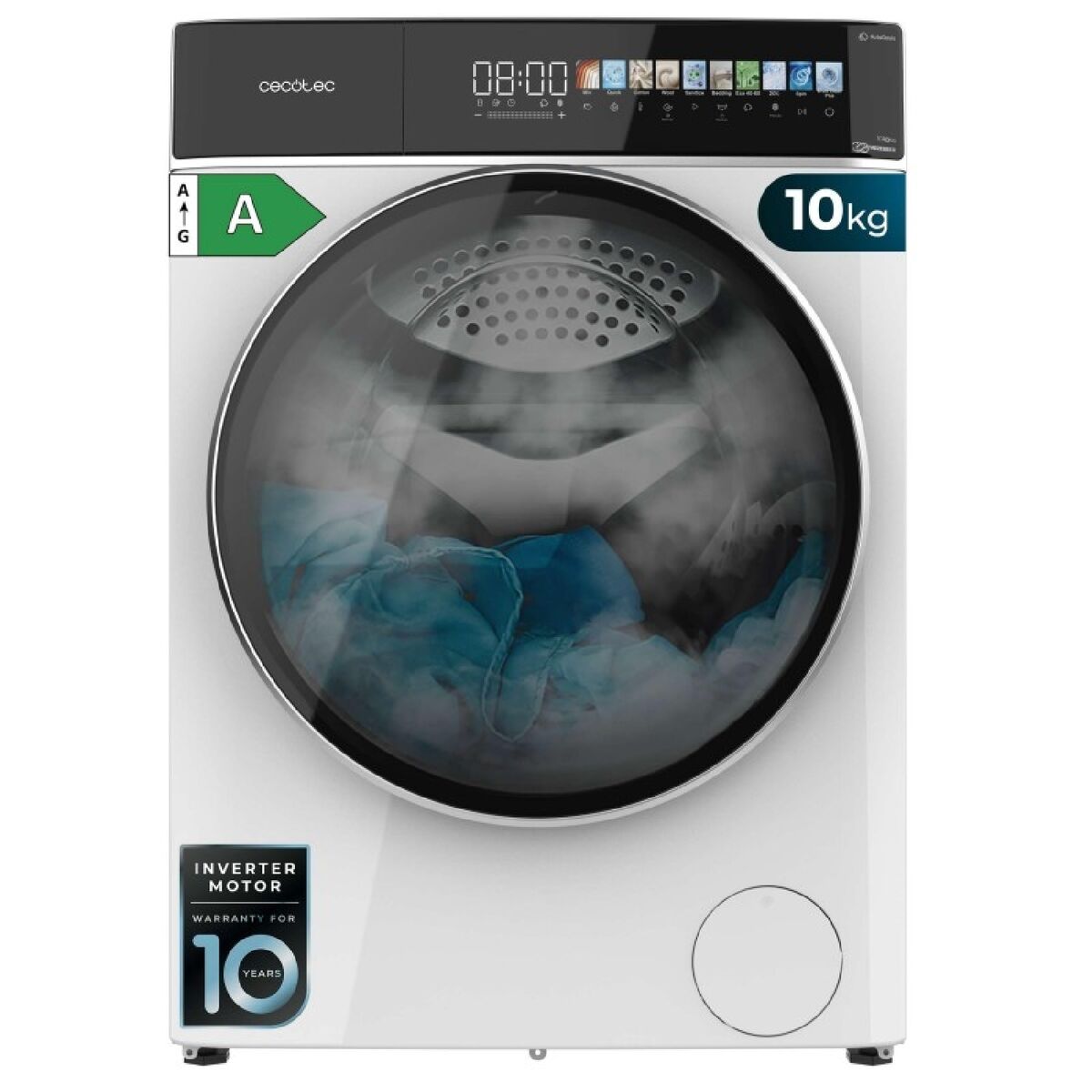 Cecotec Lavadora 10 kg DressCode 10900 Autodose Inverter FullColor A 1400 rpm Clase A