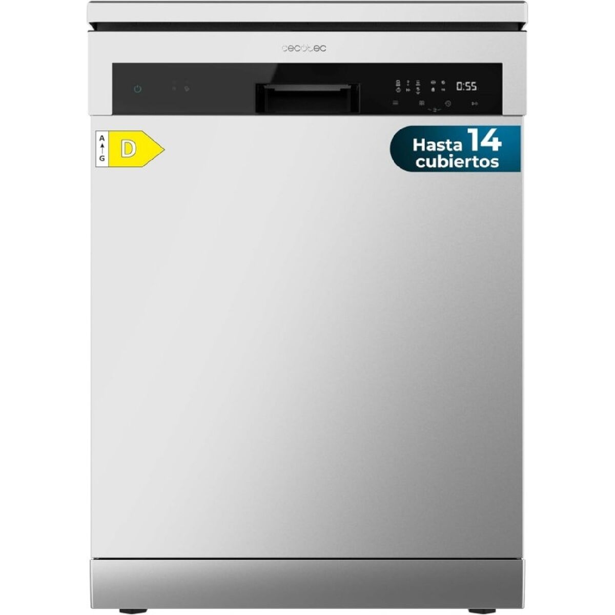 Cecotec Lavavajillas Bolero Aguazero 6200 Inox D, 14 cubiertos, 6 programas, acero