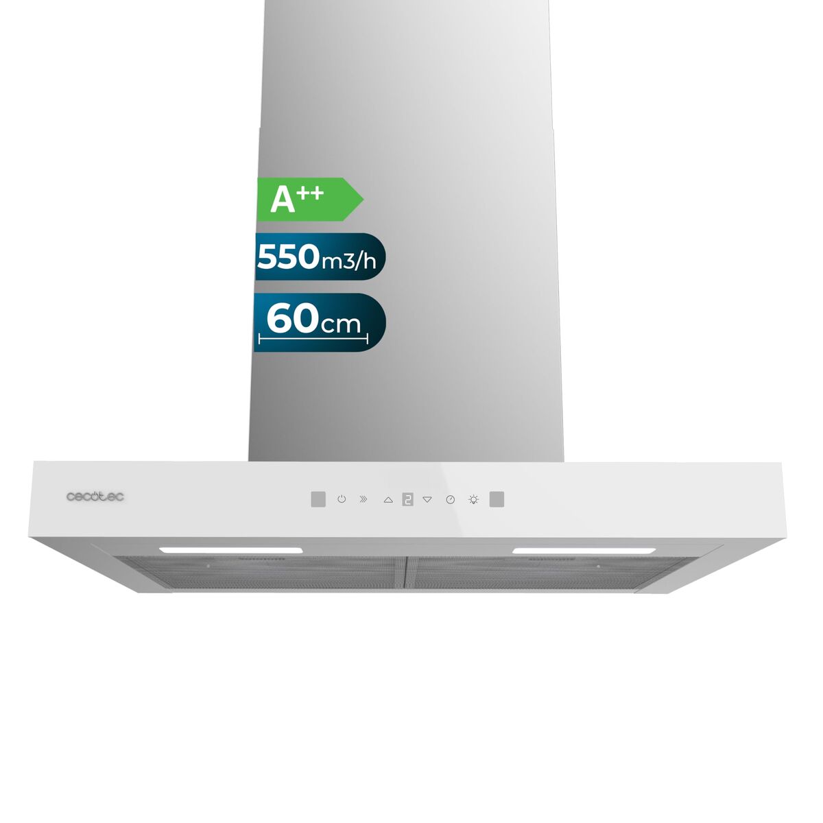 Cecotec Campana Convencional 60 cm Bolero Flux TT 605500 A++ Cristal Blanco