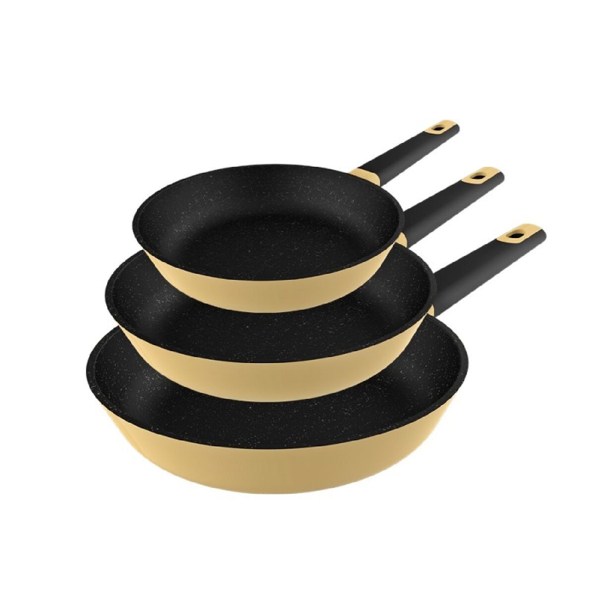 Set de Sartenes Cecotec Polka Experience 18-22-26 Bucket Set Vulcano Amarillo Aluminio 3 Piezas
