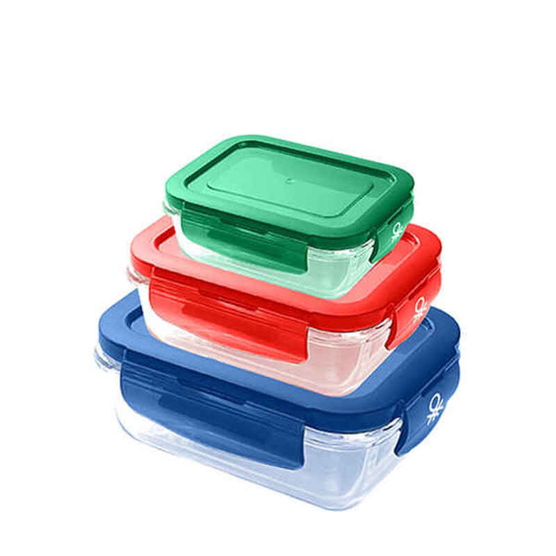 Set of lunch boxes Benetton Borosilicate Glass (3 pcs)