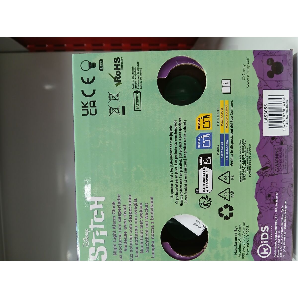 Zegarek z Budzikiem Stitch Światło Data