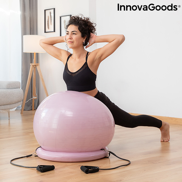 Ballon de yoga avec anneau de stabilité et bandes de résistance Ashtanball InnovaGoods