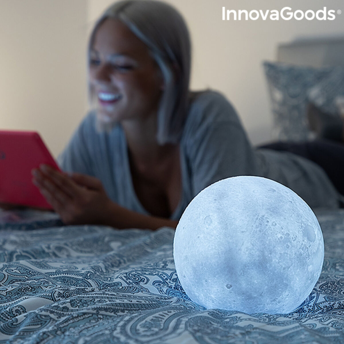 Wiederaufladbare LED Lampe Mond InnovaGoods Moondy Weiß 1,5 W 3,7 V (1 Stück) (Restauriert B) - Thumbnail 5