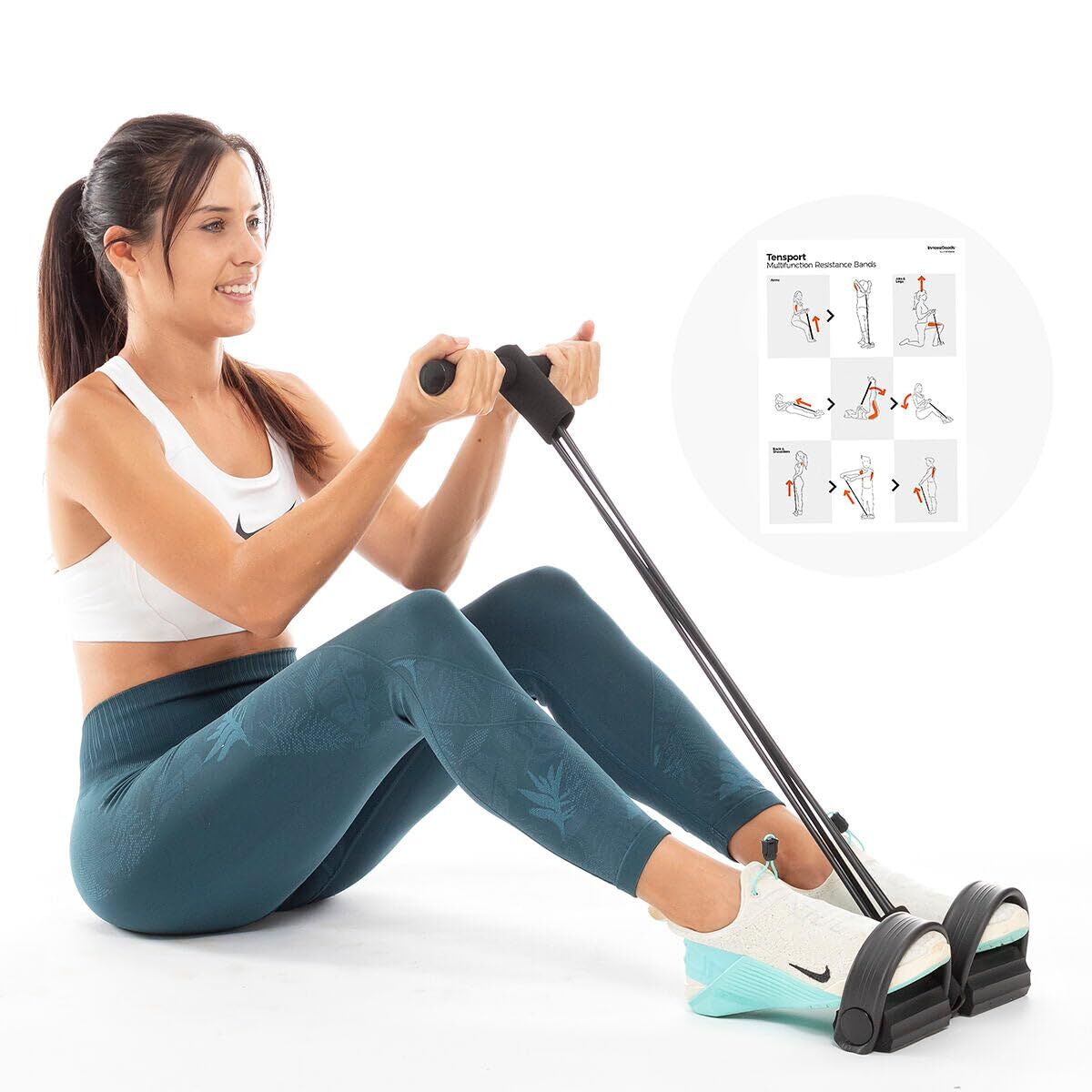 Elastische multifunktionelle Widerstandsbänder mit Übungsanleitung InnovaGoods Tensport (Restauriert B) - Thumbnail 3