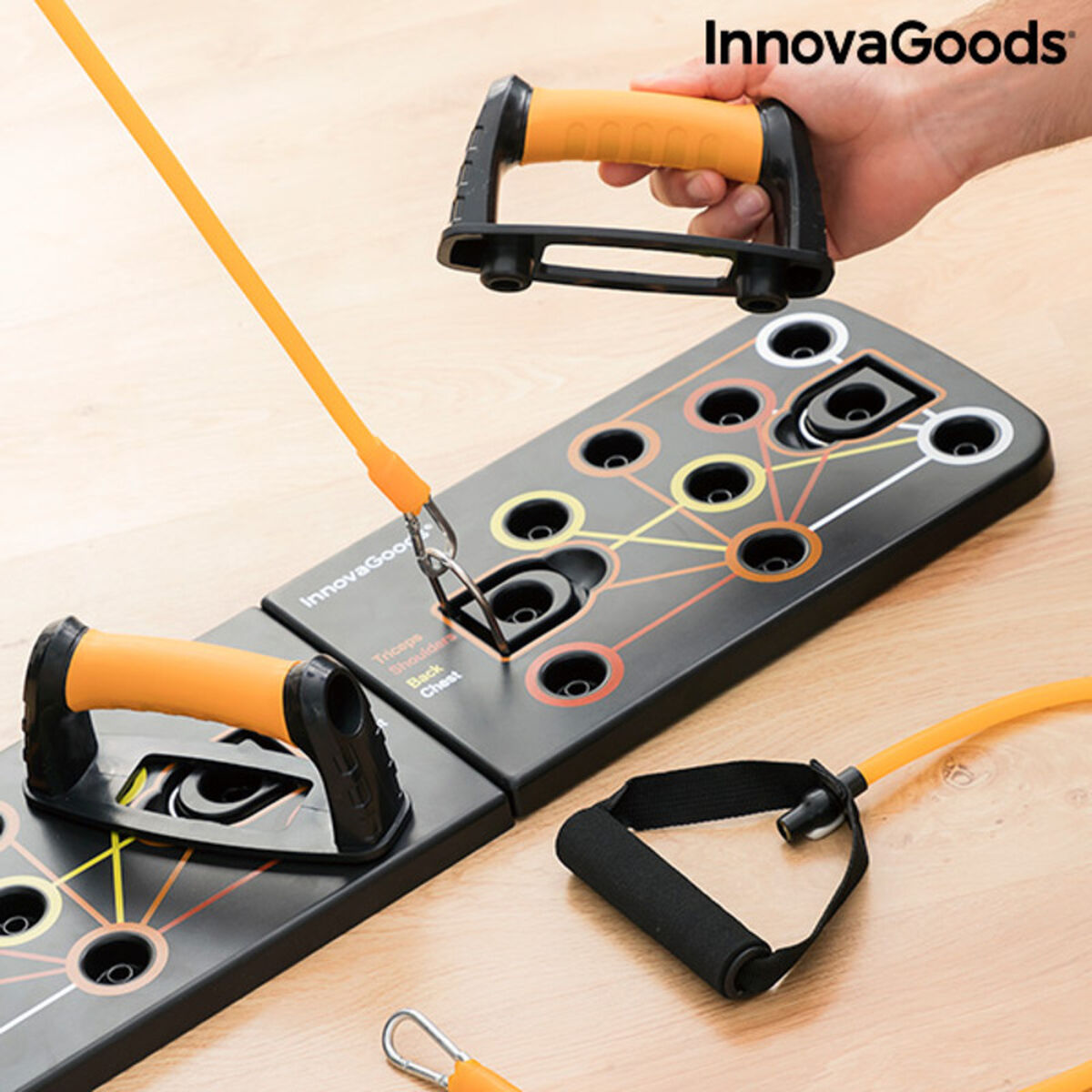 Liegestützbrett mit Widerstandsbändern und Übungsübersicht Pulsher InnovaGoods Gummi (Restauriert A) - Thumbnail 6