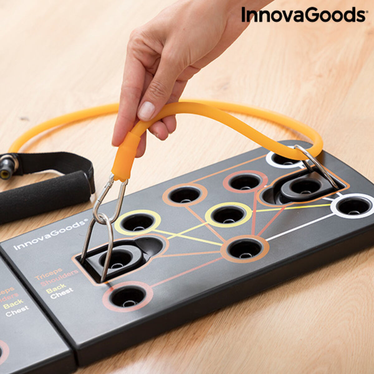 Liegestützbrett mit Widerstandsbändern und Übungsübersicht Pulsher InnovaGoods Gummi (Restauriert A) - Thumbnail 8