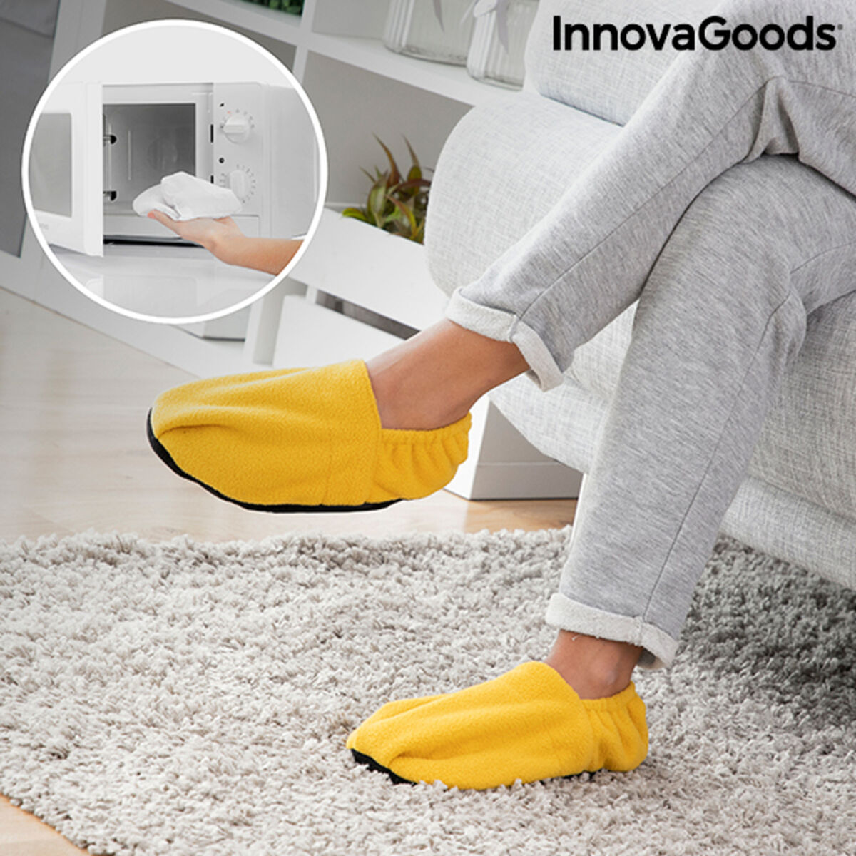 Pantofole Riscaldabili in Microonde InnovaGoods Senape