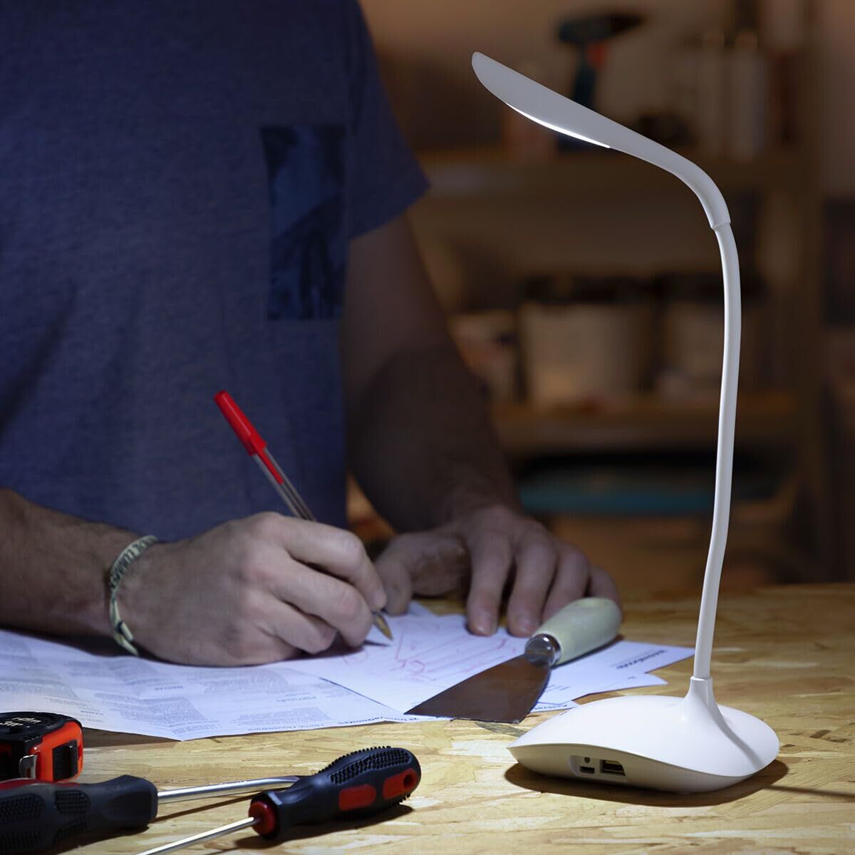 Wiederaufladbare Touch-LED-Tischlampe InnovaGoods Lum2Go Weiß 3,7 V (Restauriert B) - Thumbnail 3