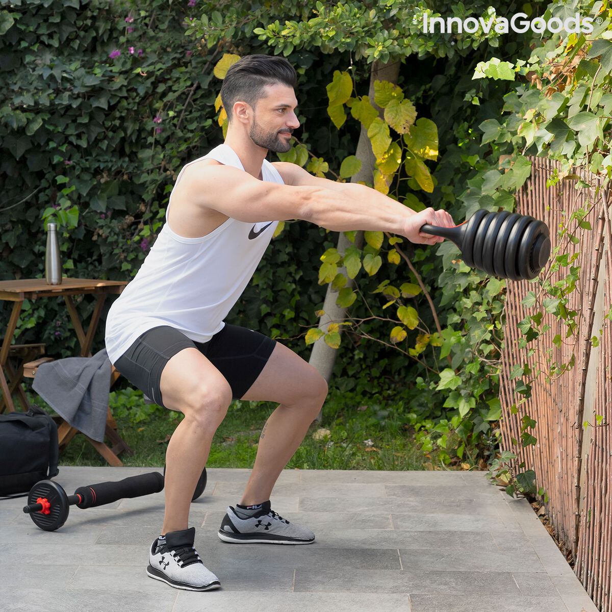 6 in 1 Verstellbarer Hantelsatz mit Trainingsanleitung Sixfit InnovaGoods   Eisen (Restauriert B) - Thumbnail 6