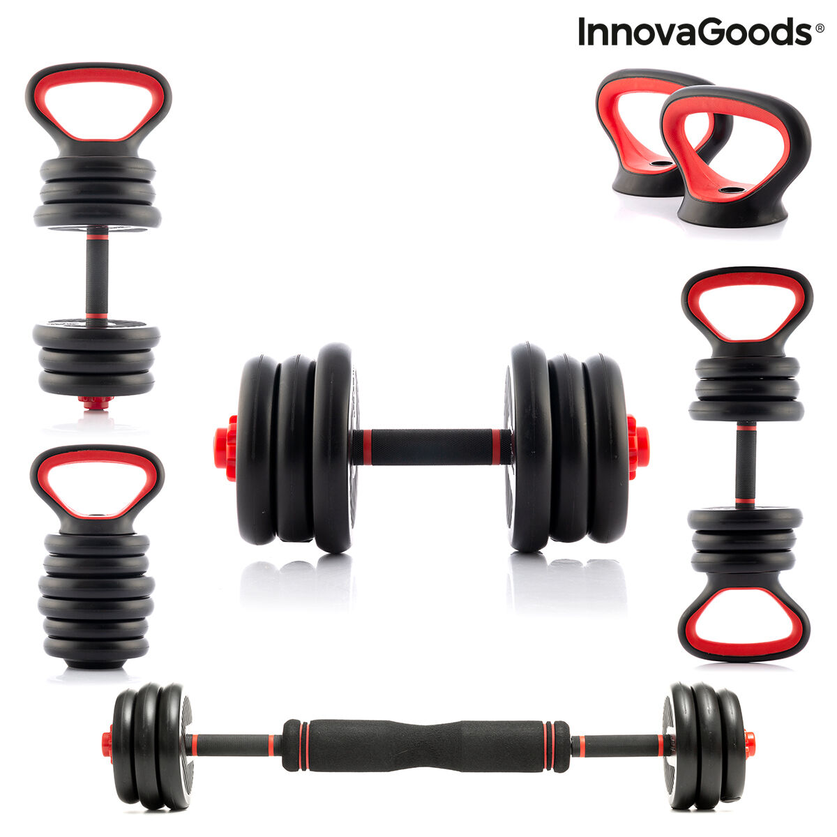 6-in-1 set van verstelbare gewichten met oefeningengids Sixfit InnovaGoods   Ijzer (Refurbished B)