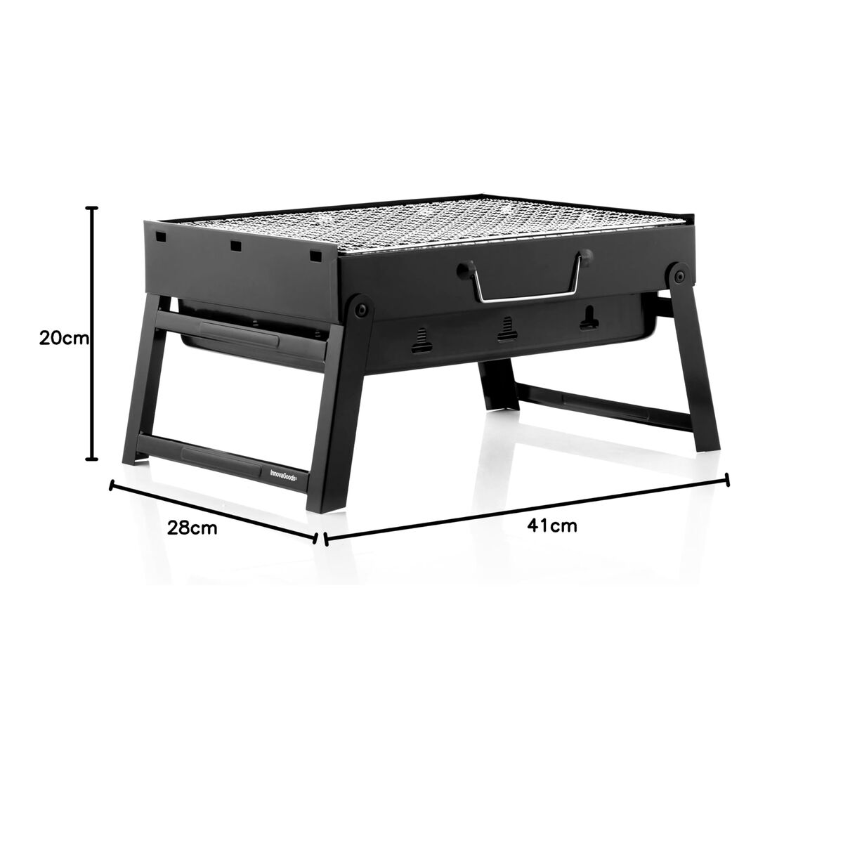 Klappbarer tragbarer Grill für die Verwendung mit Holzkohle InnovaGoods V0103439 Schwarz (Restauriert A) - Thumbnail 2