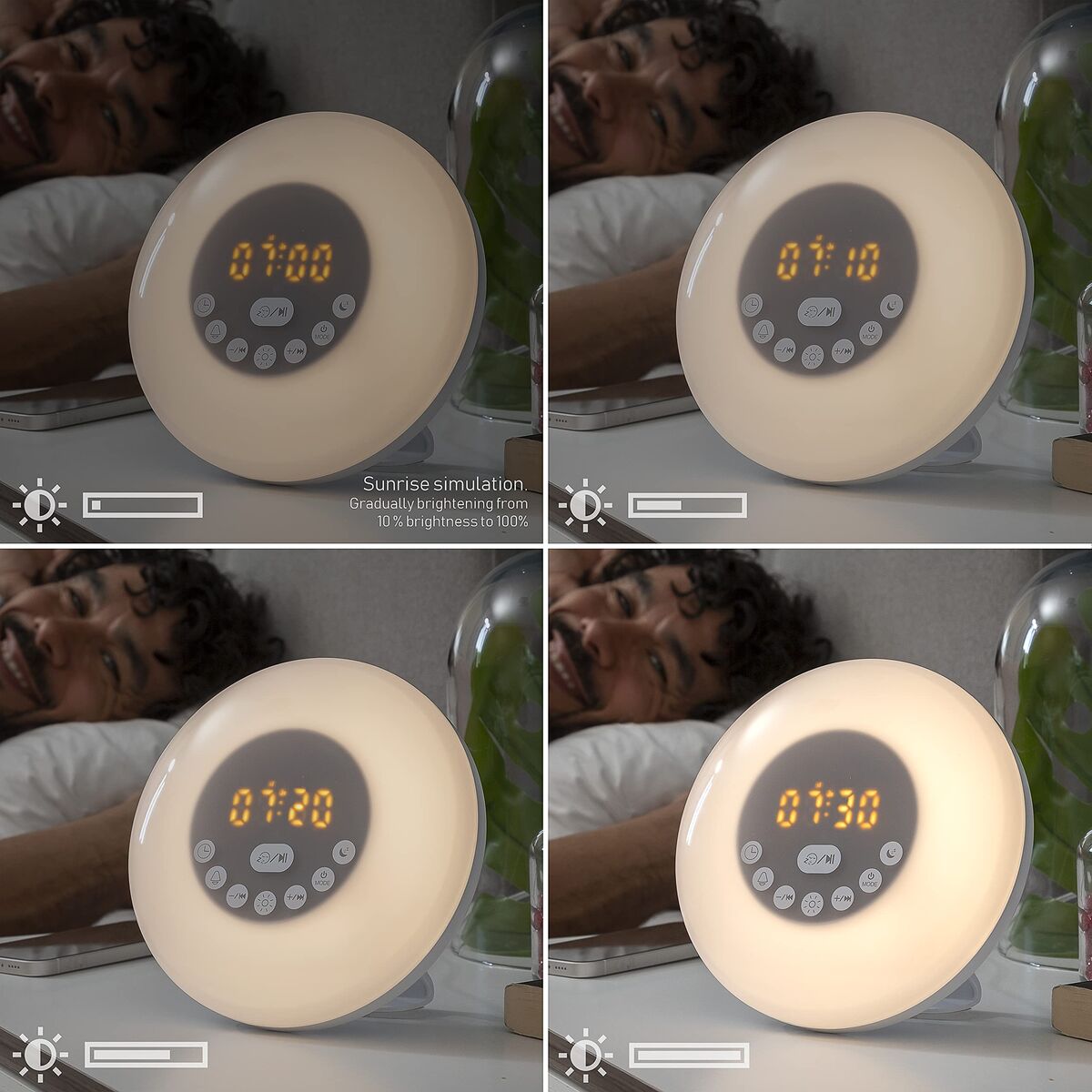 Aufladbarer Sonnenaufgangswecker mit Lautsprecher InnovaGoods Weiß (Restauriert B) - Thumbnail 3