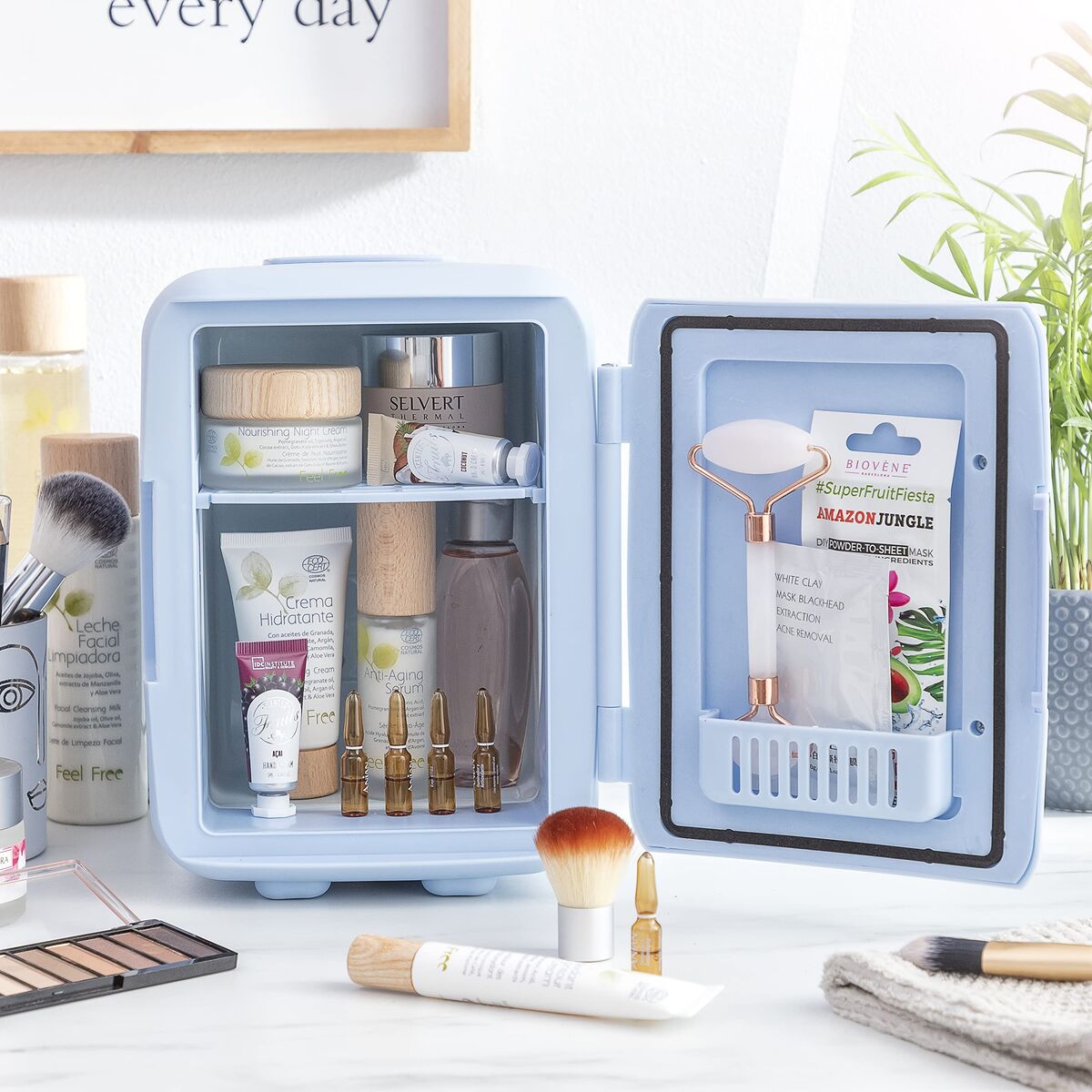 Mini-Kosmetik-Kühlschrank InnovaGoods Blau (Restauriert A) - Thumbnail 8