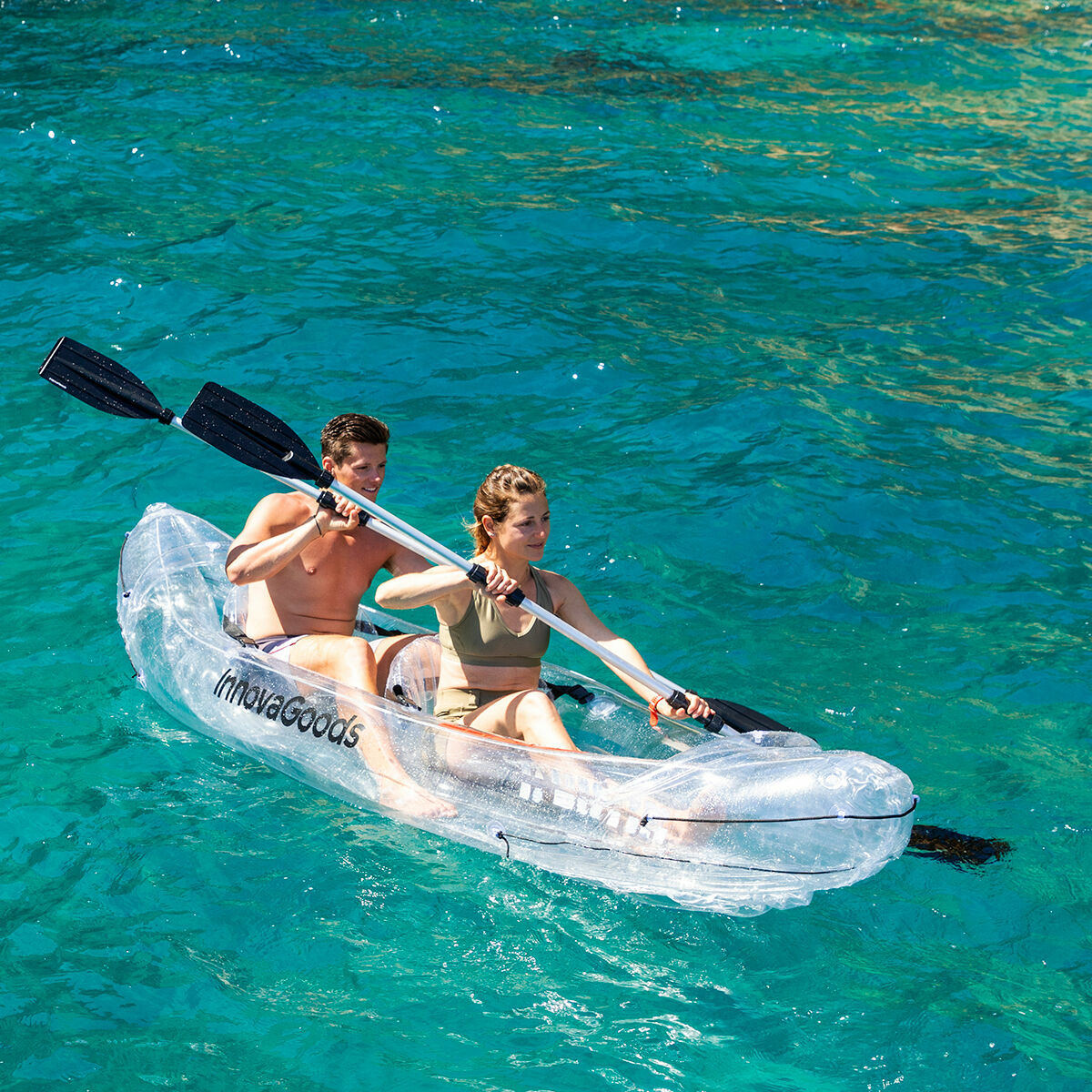 Inflatable Transparent Kayak with Accessories Paros InnovaGoods 312 cm 2 places (Refurbished B)