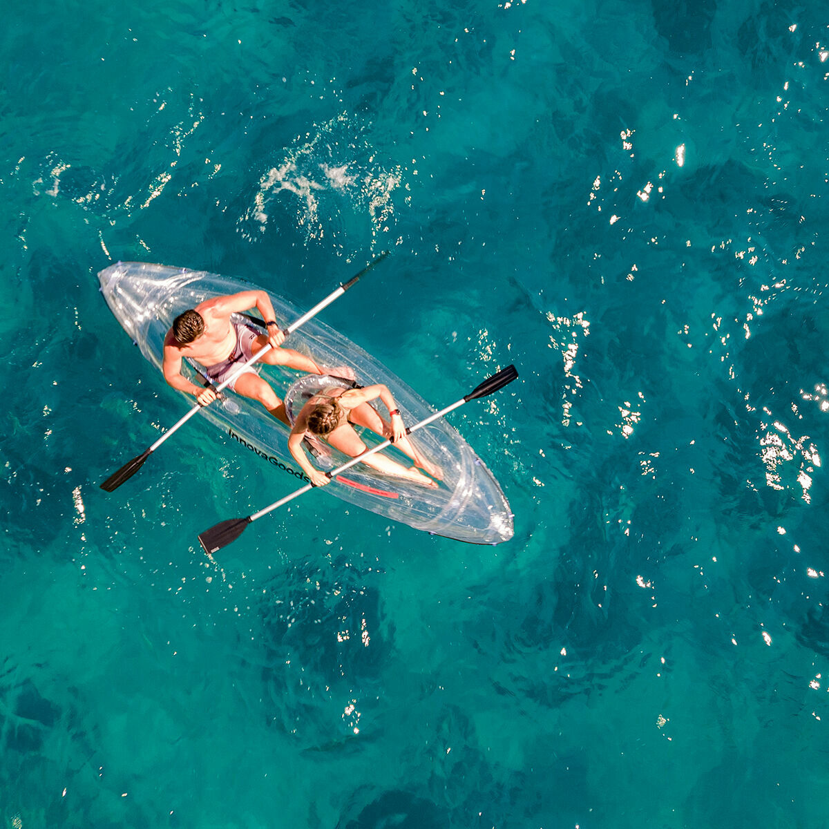 Inflatable Transparent Kayak with Accessories Paros InnovaGoods 312 cm 2 places (Refurbished B)